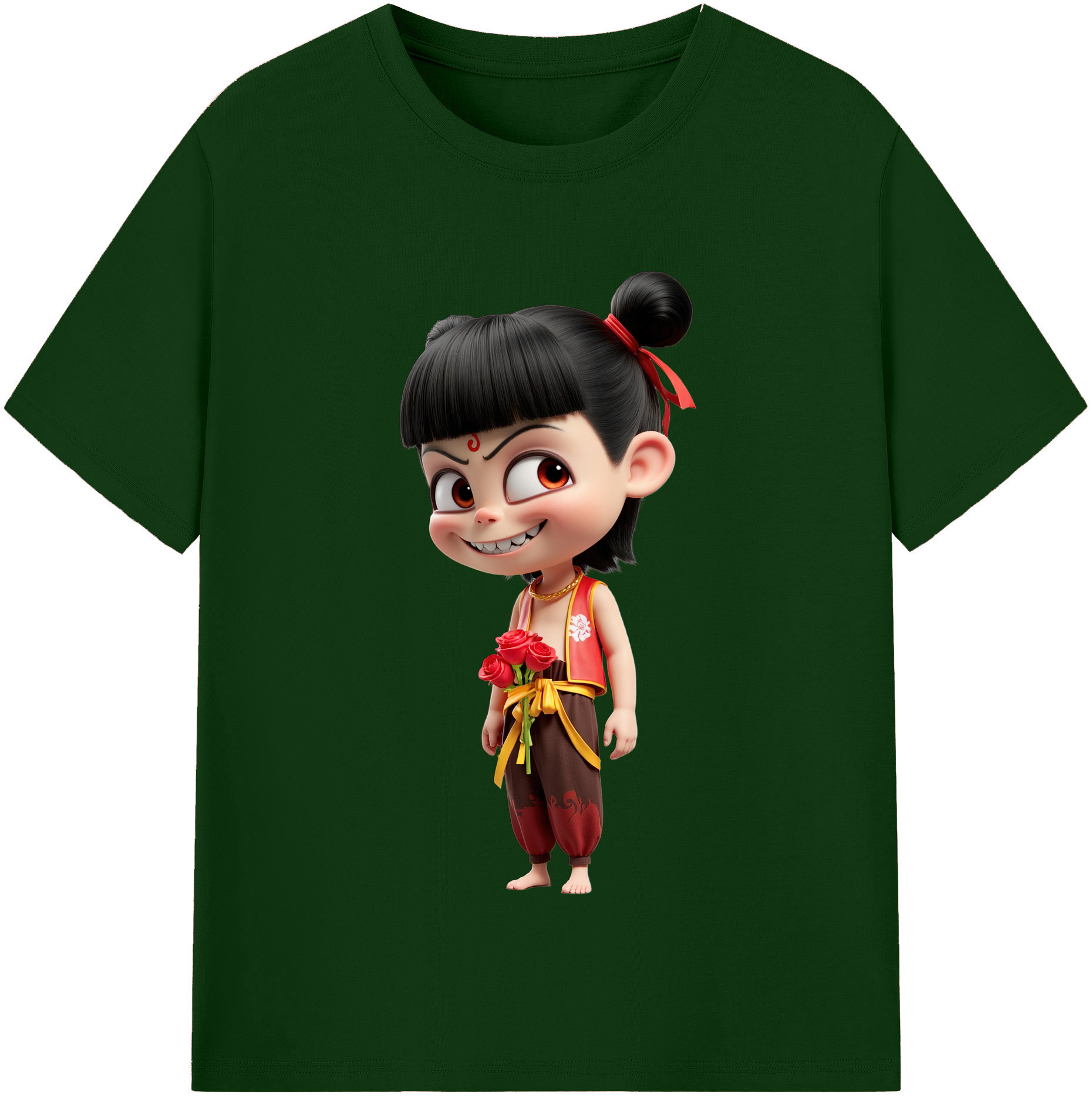 （画像用） Ne Zha 2 ナタ 魔童の大暴れ 綿100％半袖Tシャツ（フロントプリント）